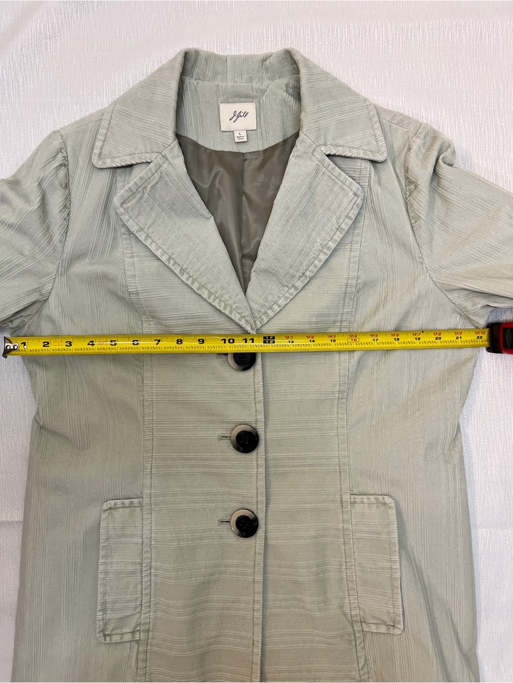 J. Jill Light Sage Corduroy Lightweight Coat- Great to Wear in the Fall Season - Picture 9 of 12
